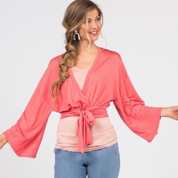 AGNES & DORA Kimono Wrap Top 🍓Strawberry🍓size L - Picture 2 of 2